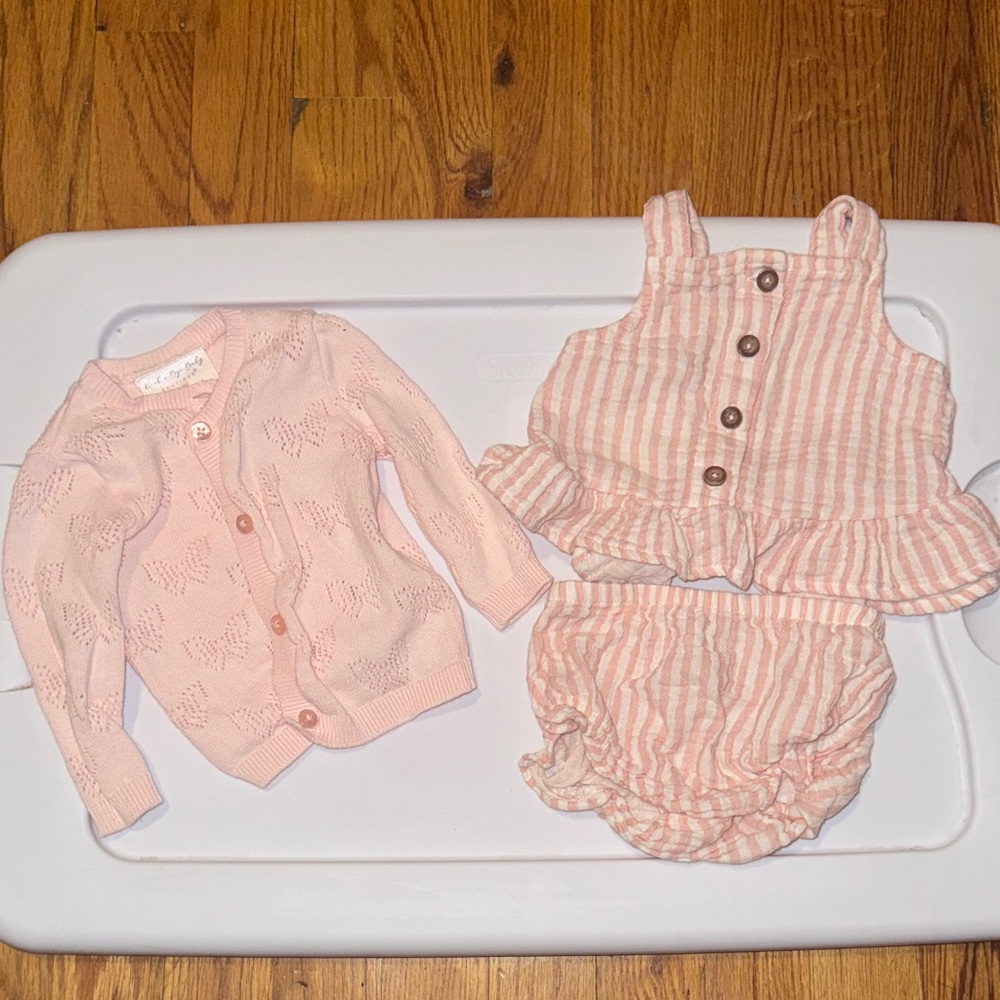 Carter's Pink Striped and Knit Kids Matching Set